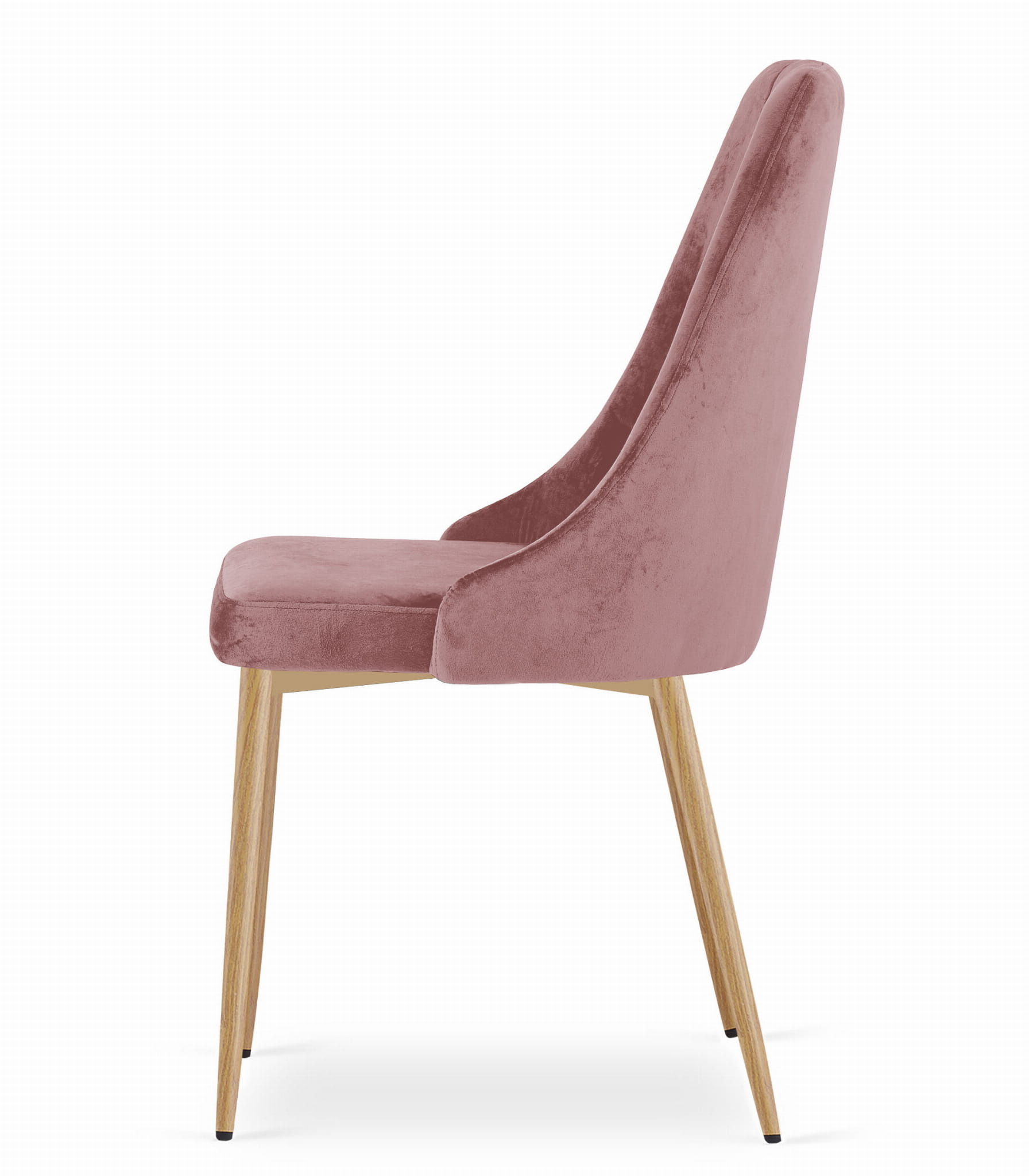 Eetkamerstoel IMOLA - 3 stuks - roze fluweel - houtkleurige poten
