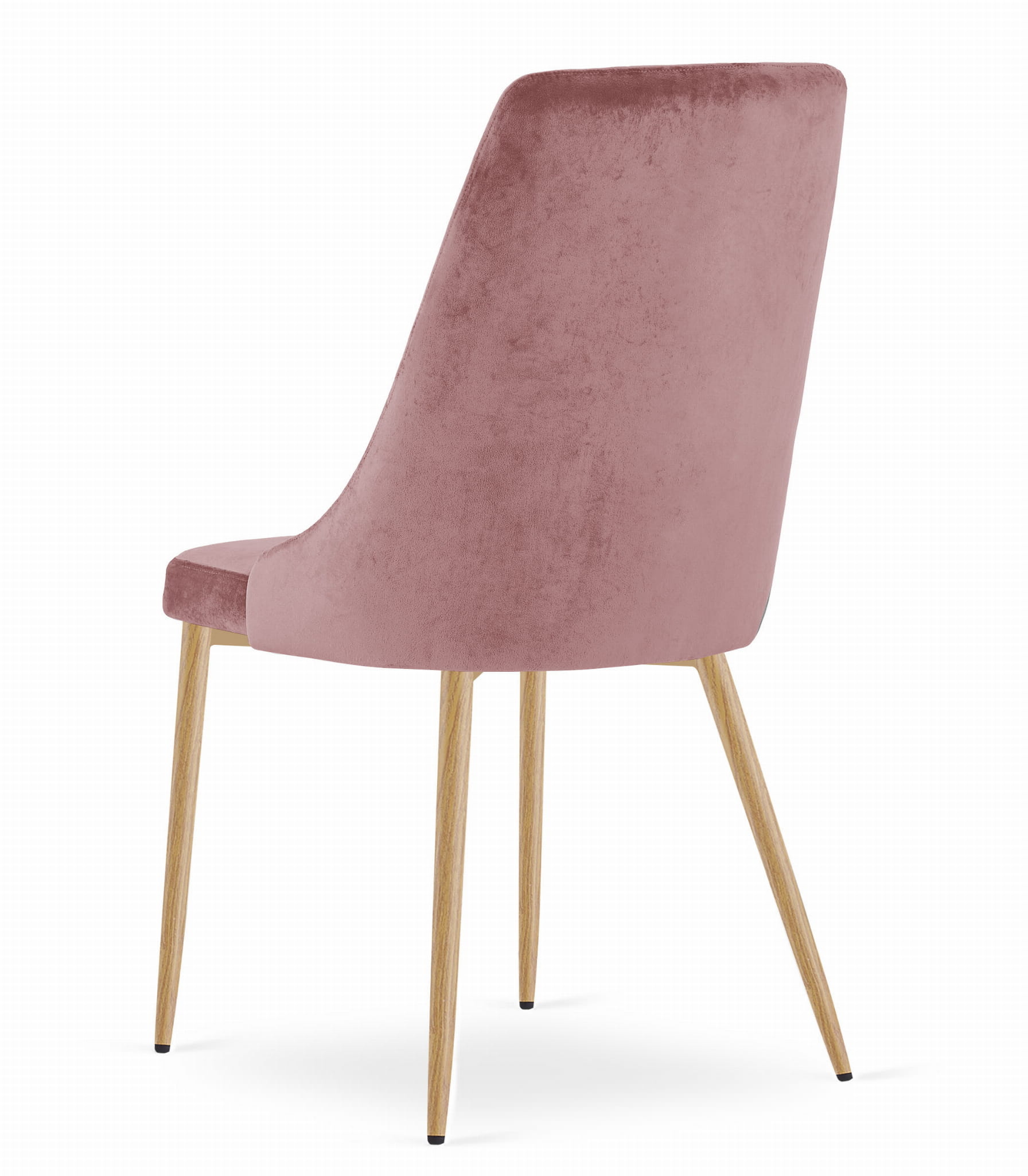 Eetkamerstoel IMOLA - 3 stuks - roze fluweel - houtkleurige poten