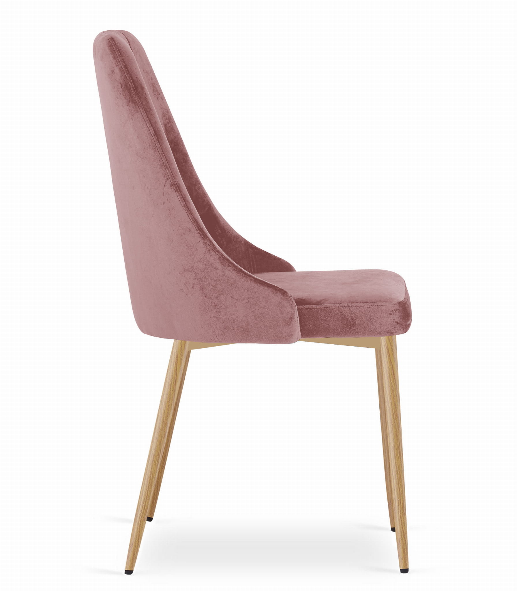 Eetkamerstoel IMOLA - 3 stuks - roze fluweel - houtkleurige poten