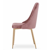 Eetkamerstoel IMOLA - 2 stuks - roze fluweel - houtkleurige poten