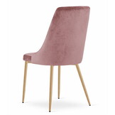Eetkamerstoel IMOLA - 2 stuks - roze fluweel - houtkleurige poten