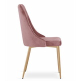 Eetkamerstoel IMOLA - 2 stuks - roze fluweel - houtkleurige poten