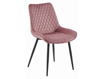 Eetkamerstoel VERDO - 2 stuks - donker roze - zwarte poten