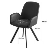Eetkamerstoel ELIA - zwart - draaibare zitting - kunstleer