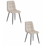 Eetkamerstoel KARA - 2 stuks - beige - fluwelen bekleding - 87x45x50.5 cm