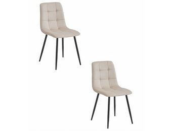 Eetkamerstoel KARA - 2 stuks - beige - fluwelen bekleding - 87x45x50.5 cm