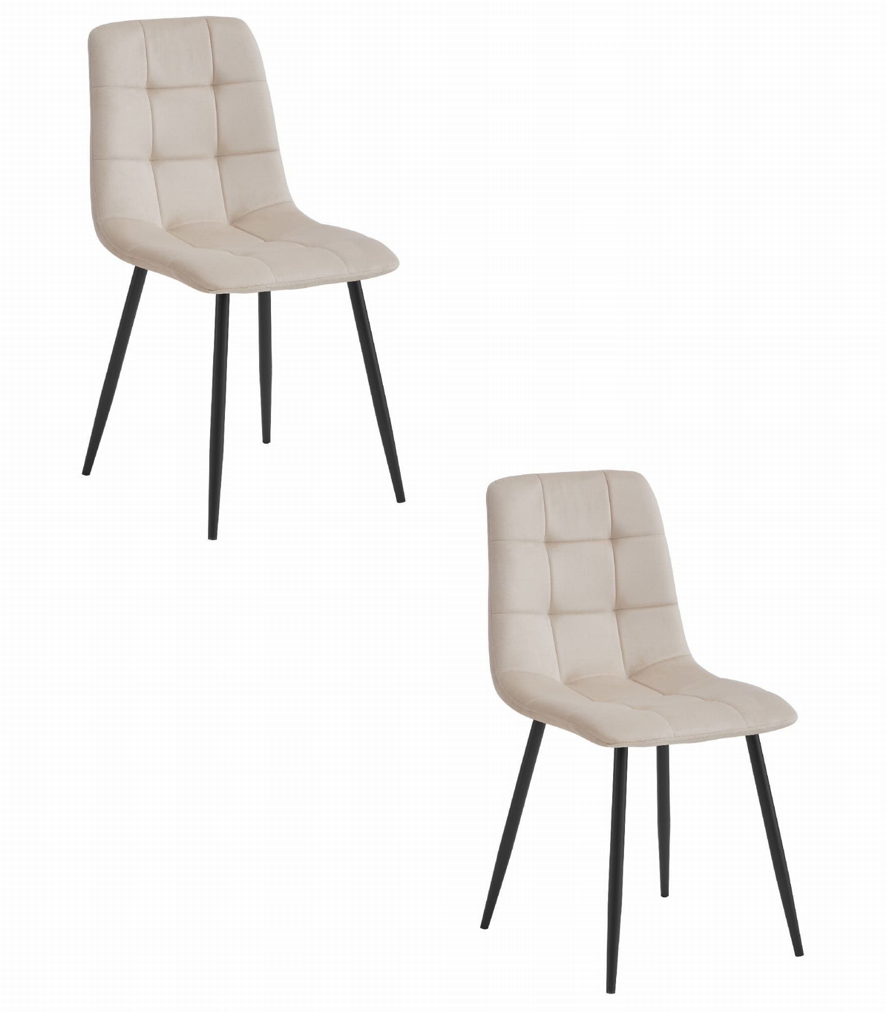 Eetkamerstoel KARA - 2 stuks - beige - fluwelen bekleding - 87x45x50.5 cm