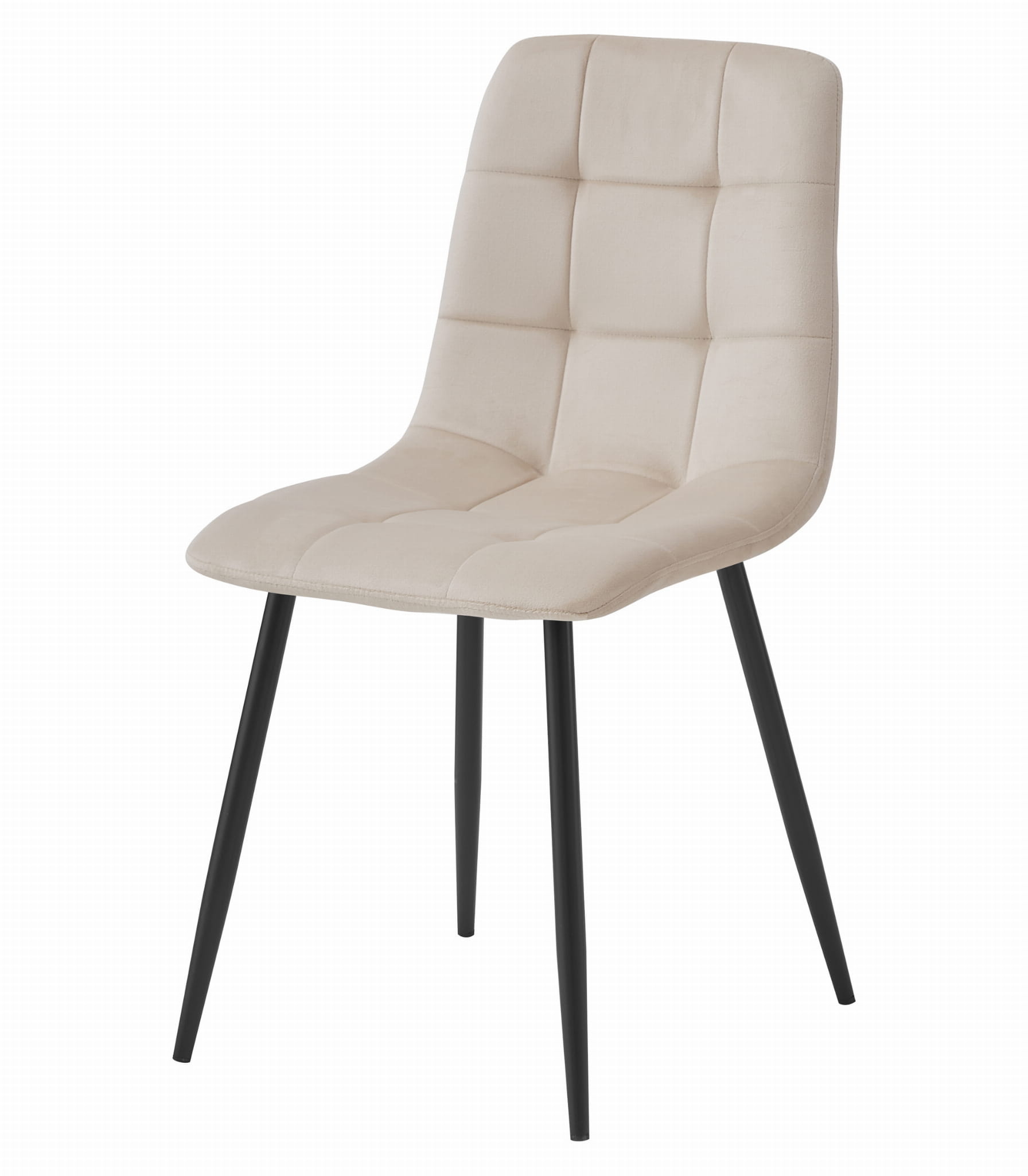 Eetkamerstoel KARA - 2 stuks - beige - fluwelen bekleding - 87x45x50.5 cm