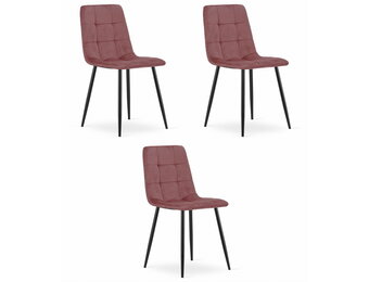 Eetkamerstoel KARA - 3 stuks - donkerroze - 87x45x50.5 cm