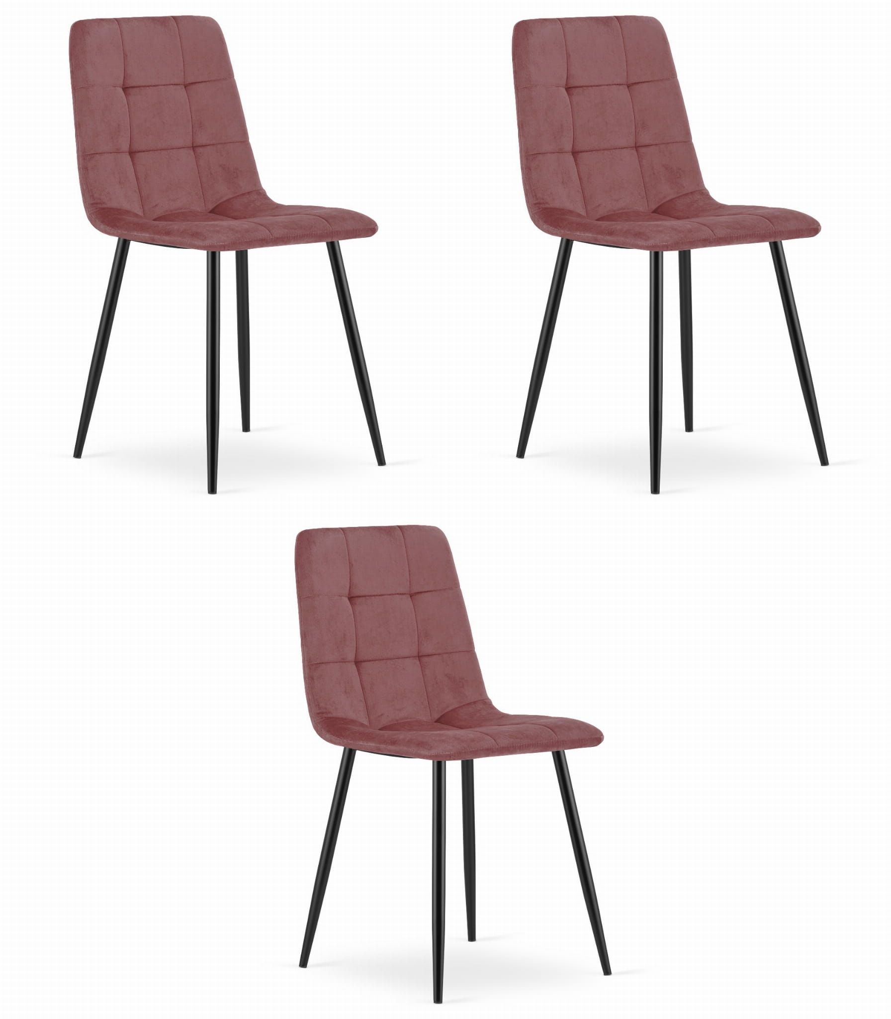 Eetkamerstoel KARA - 3 stuks - donkerroze - 87x45x50.5 cm