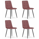 Eetkamerstoel KARA - 4 stuks - donkerroze - fluwelen bekleding