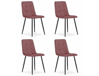 Eetkamerstoel KARA - 4 stuks - donkerroze - fluwelen bekleding