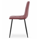 Eetkamerstoel KARA - 4 stuks - donkerroze - fluwelen bekleding