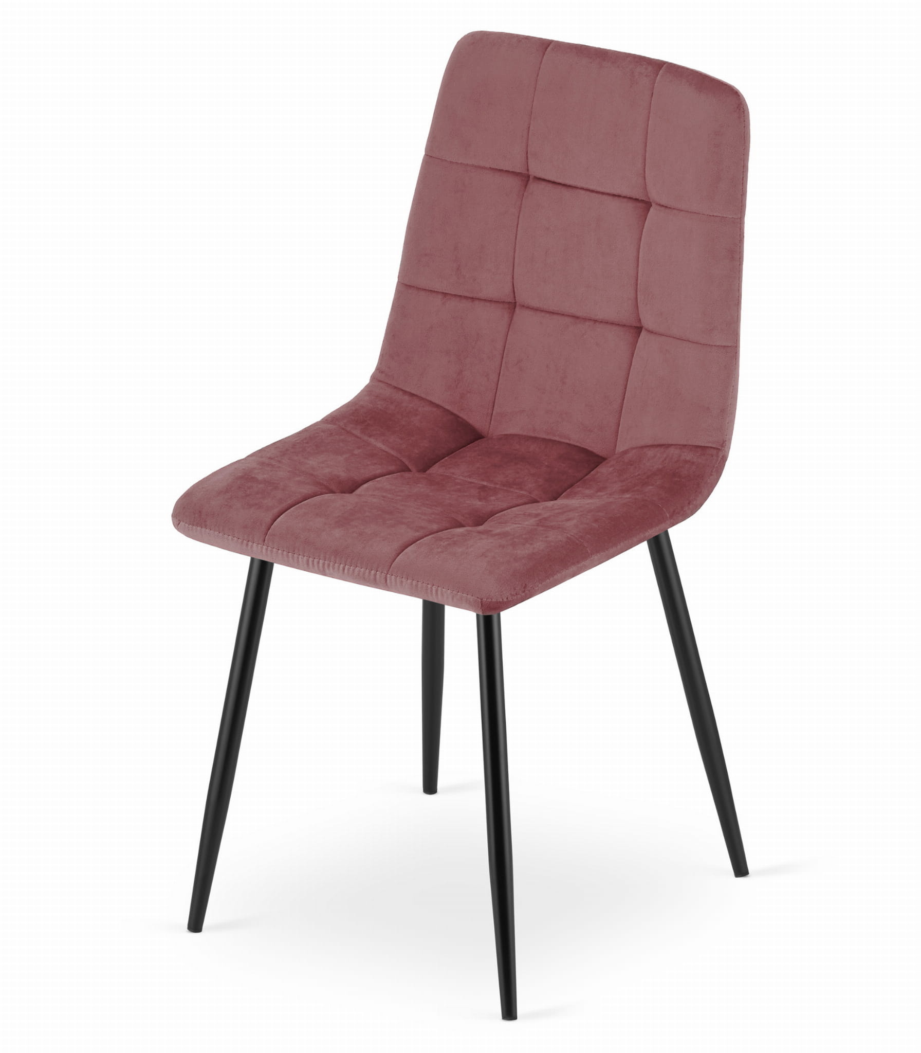 Eetkamerstoel KARA - 4 stuks - donkerroze - fluwelen bekleding