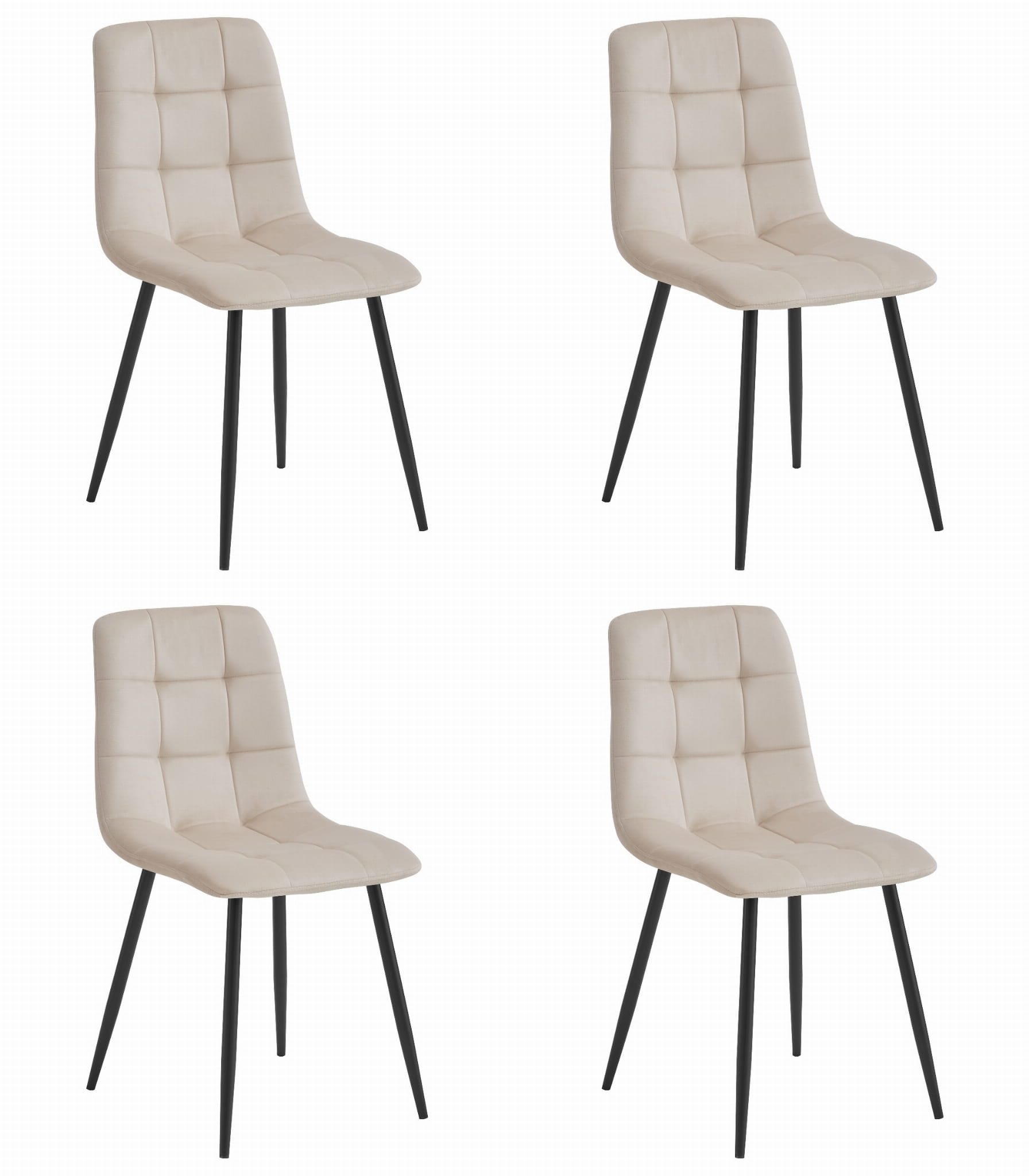 Eetkamerstoel KARA - 4 stuks - beige - fluwelen zitvlak