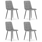 Eetkamerstoel KARA - set van 4 - lichtgrijs - fluwelen zitkussen