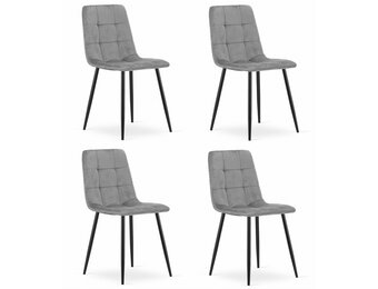Eetkamerstoel KARA - set van 4 - lichtgrijs - fluwelen zitkussen