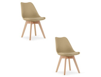 Eetkamerstoel MARK - 2 stuks - donkerbeige - beukenhouten poten