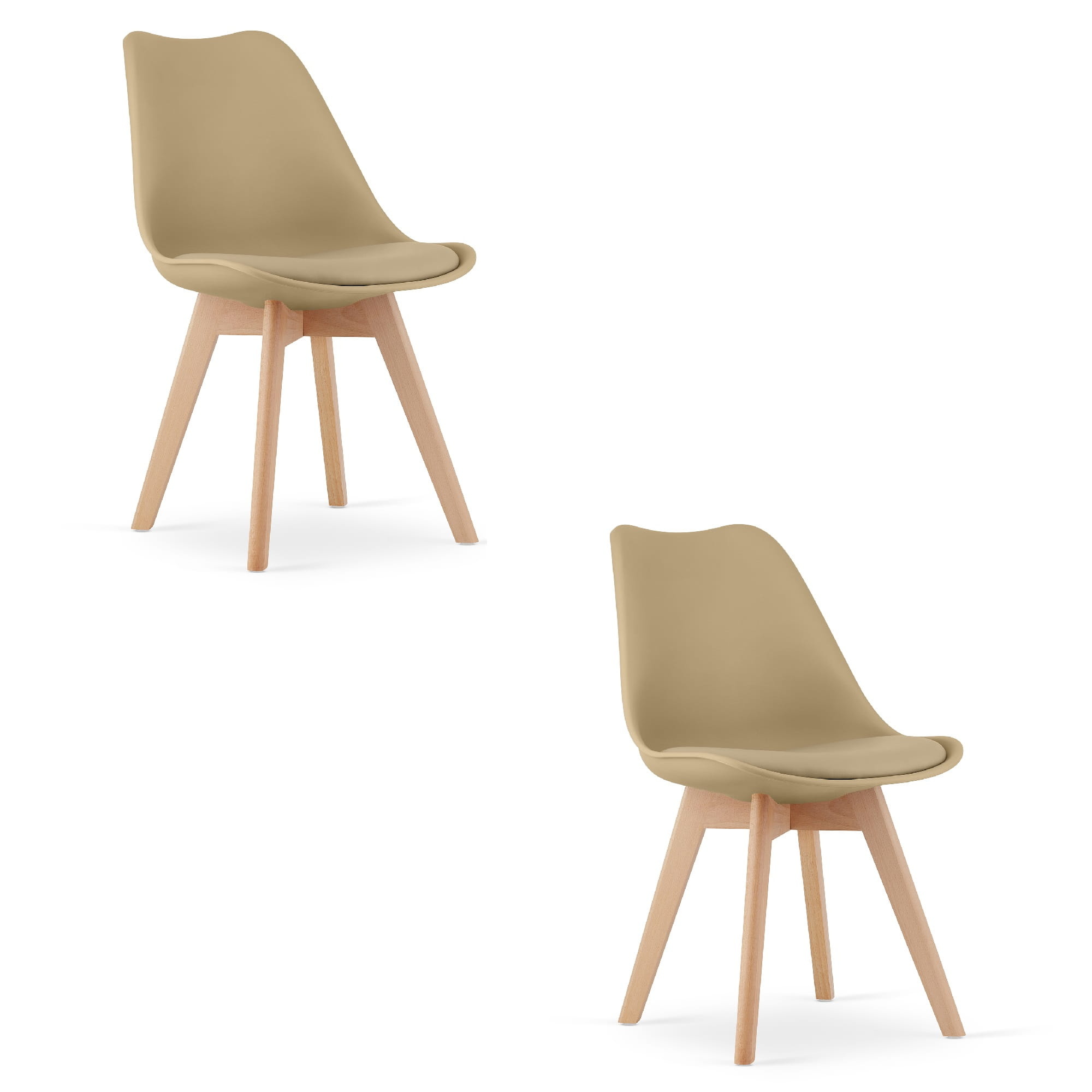 Eetkamerstoel MARK - 2 stuks - donkerbeige - beukenhouten poten