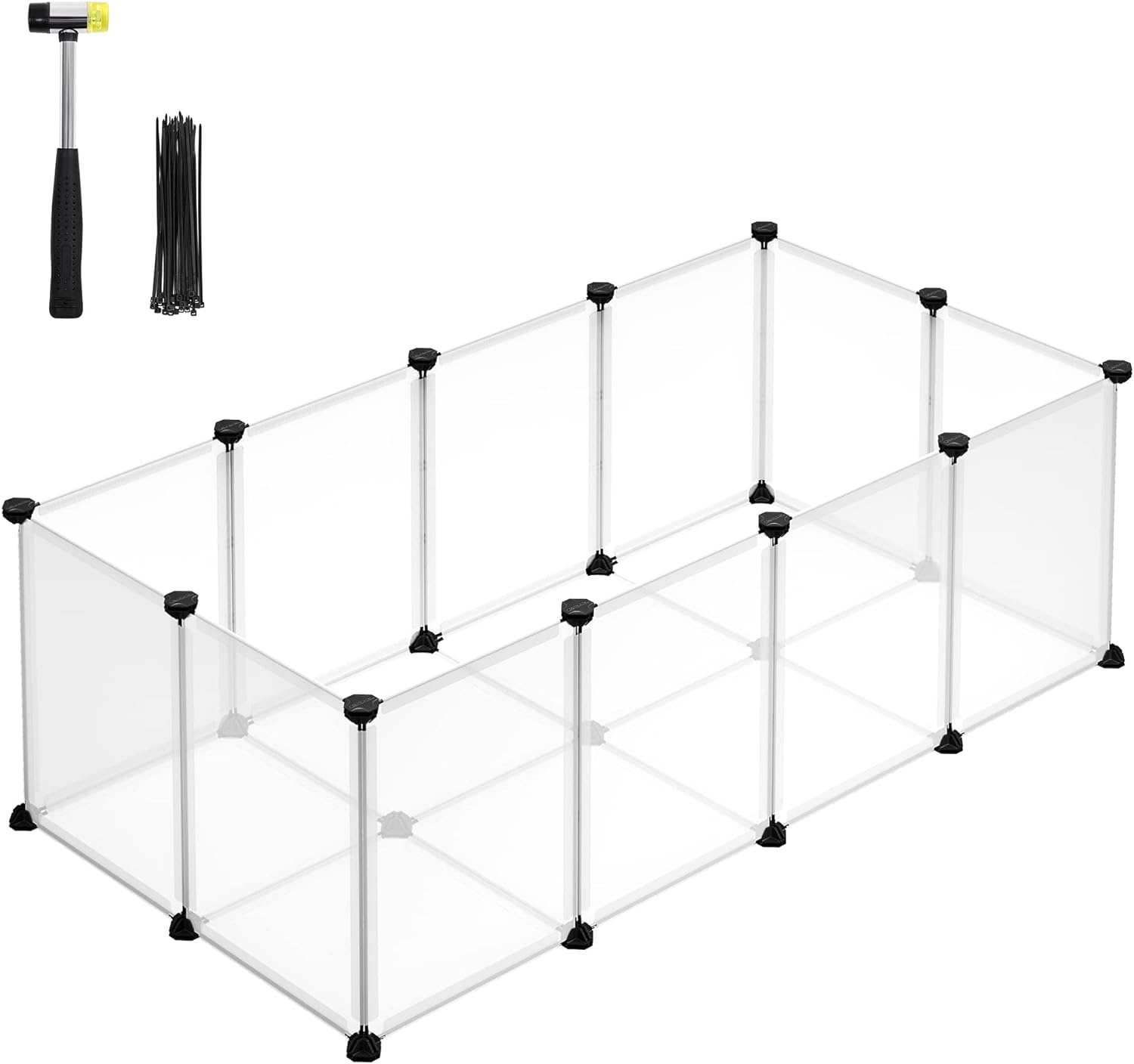 Dierenhok - kleurloos/zwart - 125x63x42 cm - voor kleine huisdieren