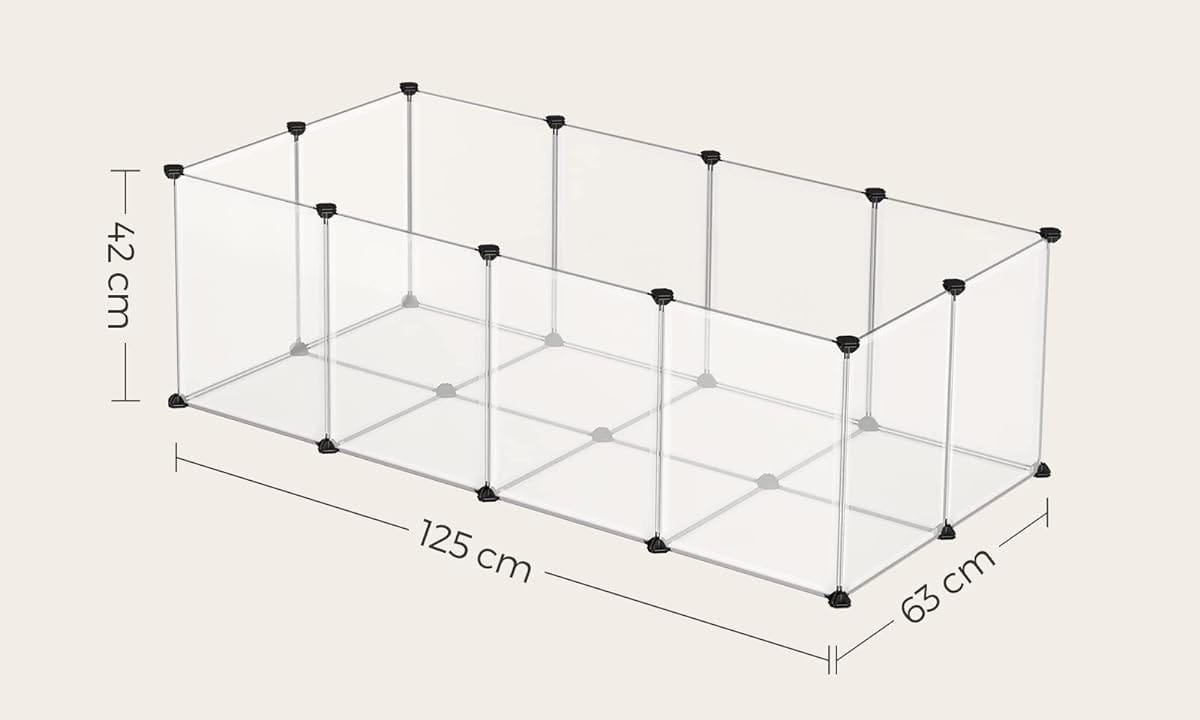 Dierenhok - kleurloos/zwart - 125x63x42 cm - voor kleine huisdieren