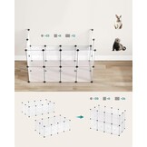 Dierenhok - kleurloos/zwart - 125x63x42 cm - voor kleine huisdieren