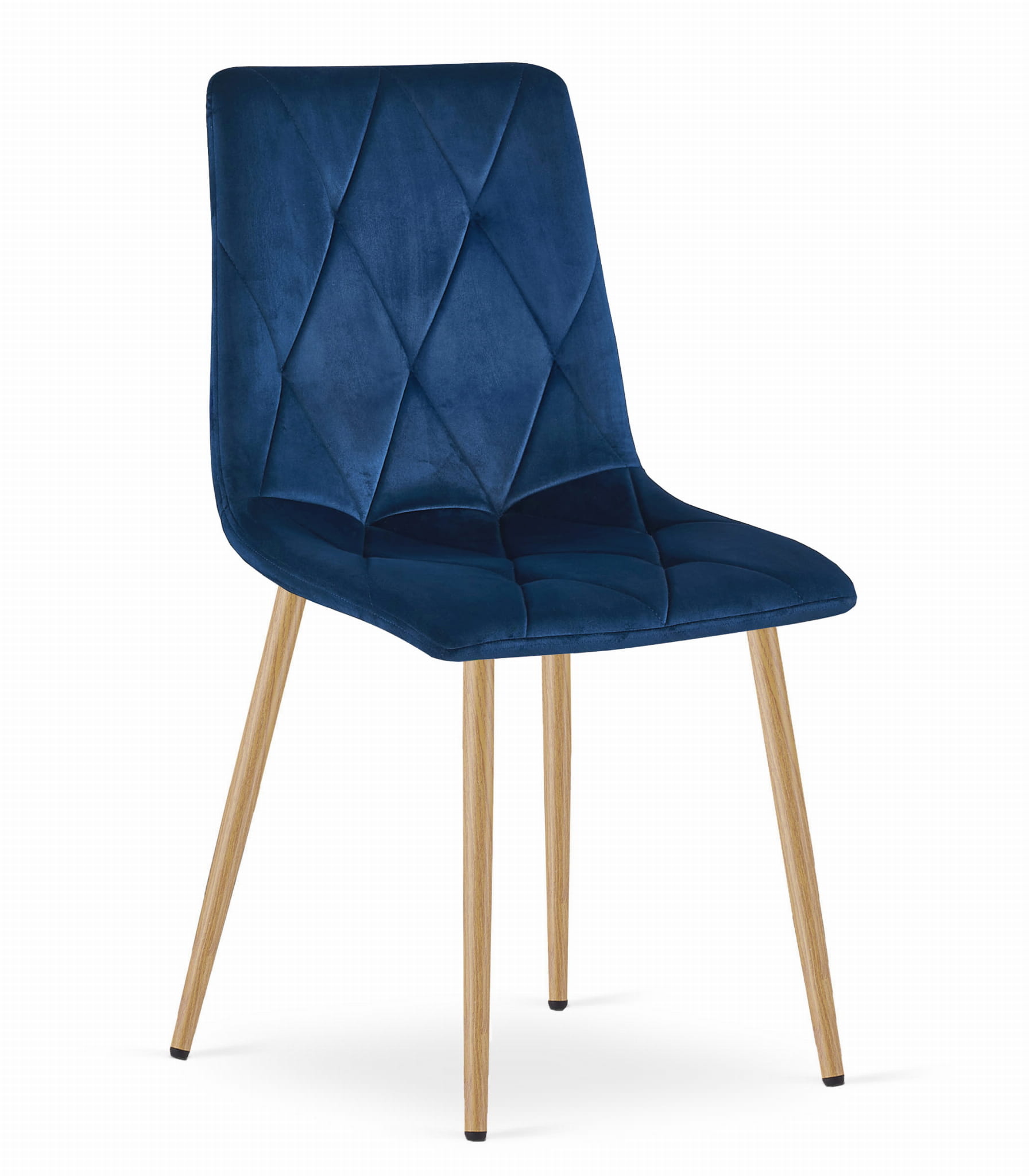Eetkamerstoel LIBRA - marineblauw - fluweel - metaal met houtlook
