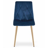 Eetkamerstoel LIBRA - marineblauw - fluweel - metaal met houtlook