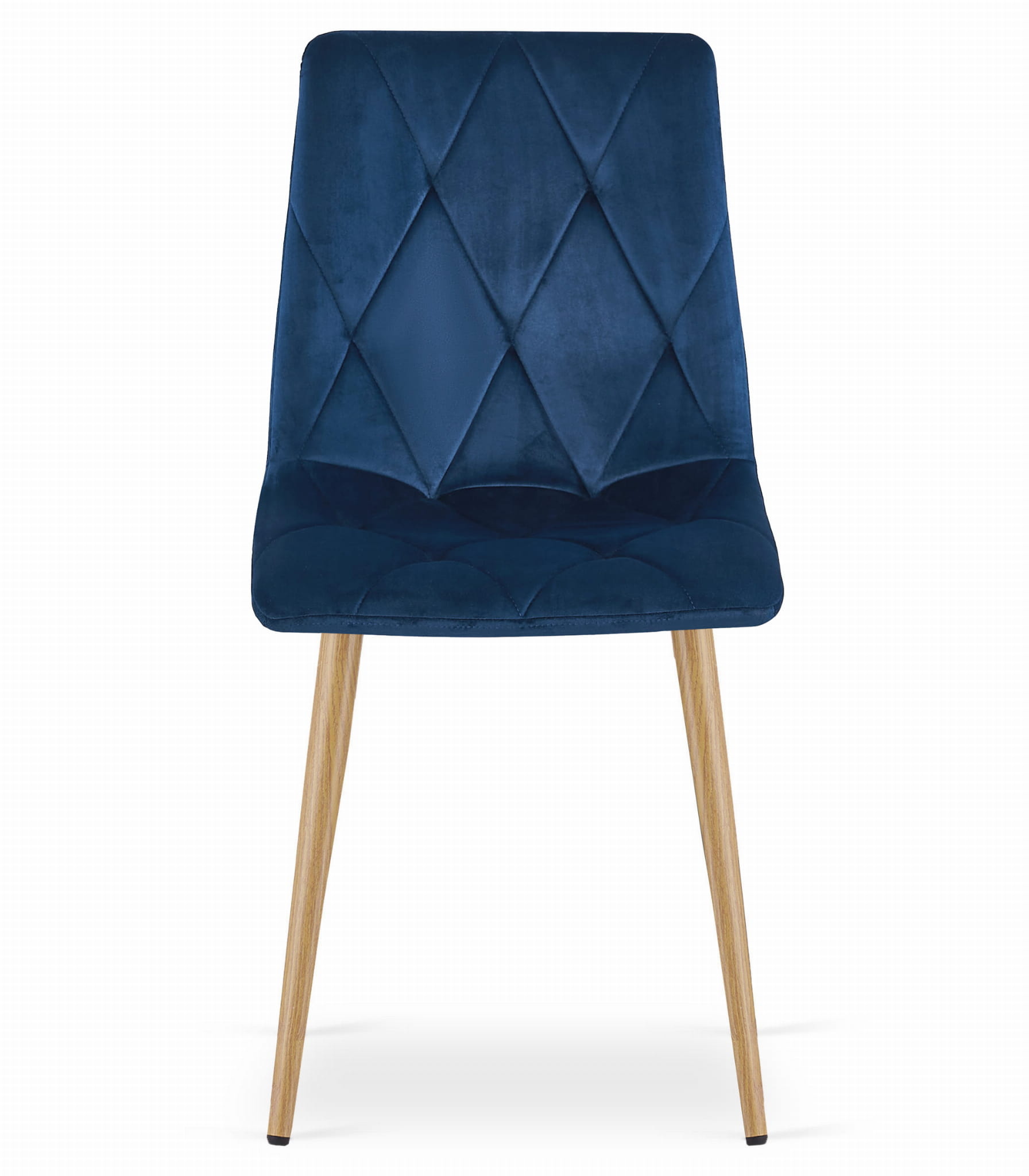 Eetkamerstoel LIBRA - marineblauw - fluweel - metaal met houtlook