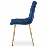 Eetkamerstoel LIBRA - marineblauw - fluweel - metaal met houtlook