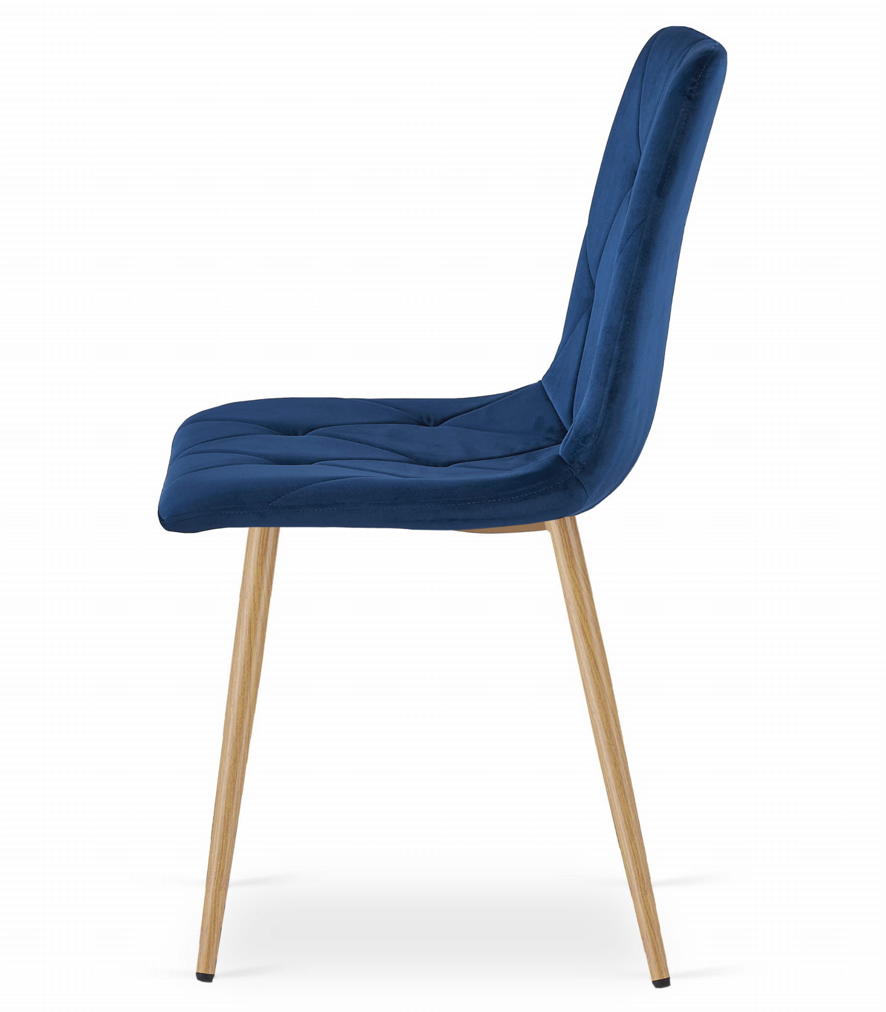 Eetkamerstoel LIBRA - marineblauw - fluweel - metaal met houtlook