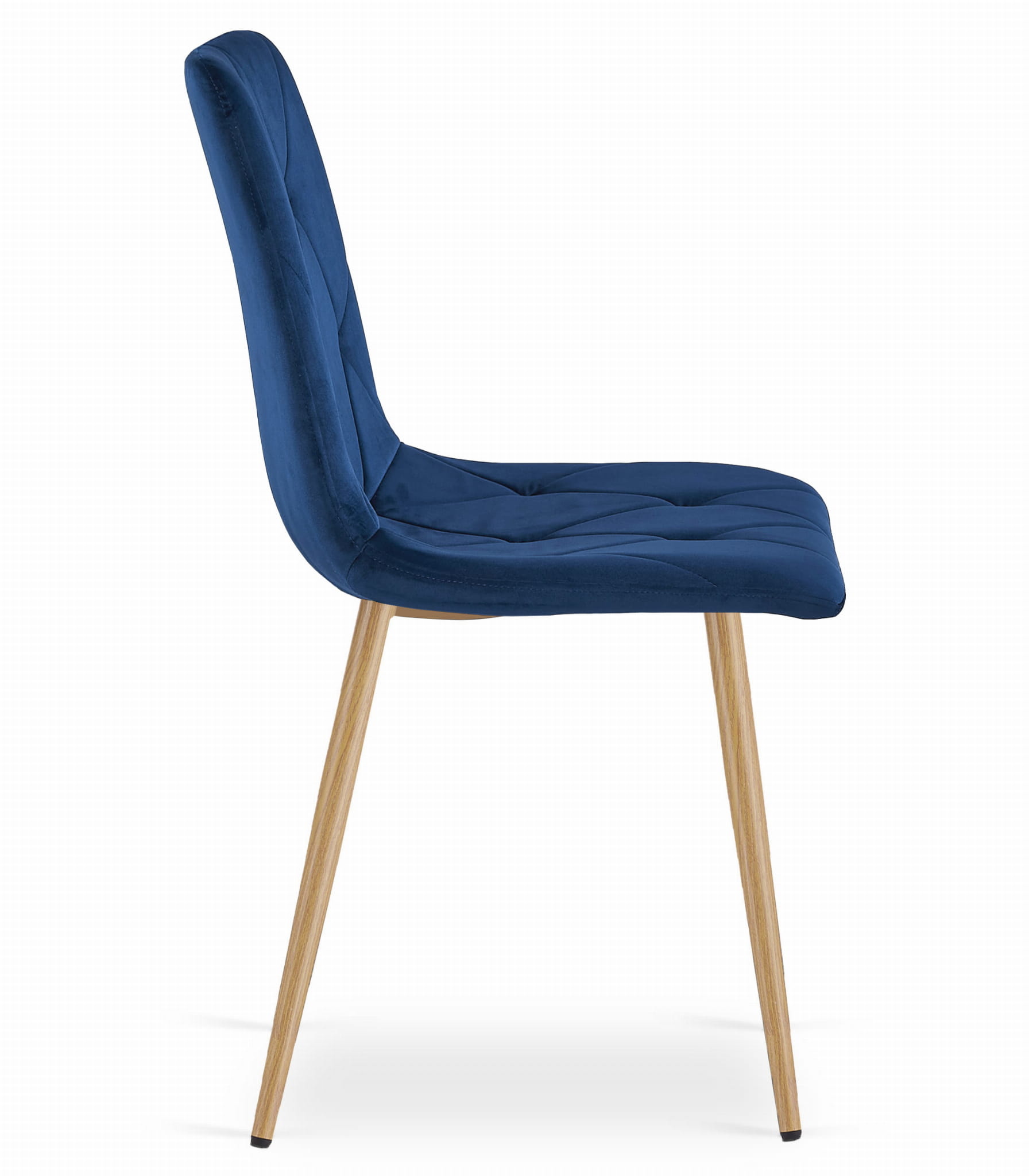 Eetkamerstoel LIBRA - marineblauw - fluweel - metaal met houtlook