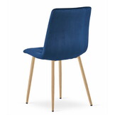 Eetkamerstoel LIBRA - marineblauw - fluweel - metaal met houtlook