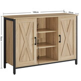Dressoir - Sonoma/zwart - 100x35x70 cm - afsluitbare ruimte