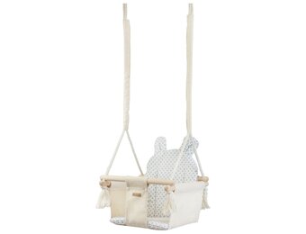 Schommelstoel baby - houten frame - 100% katoen - tot 20kg