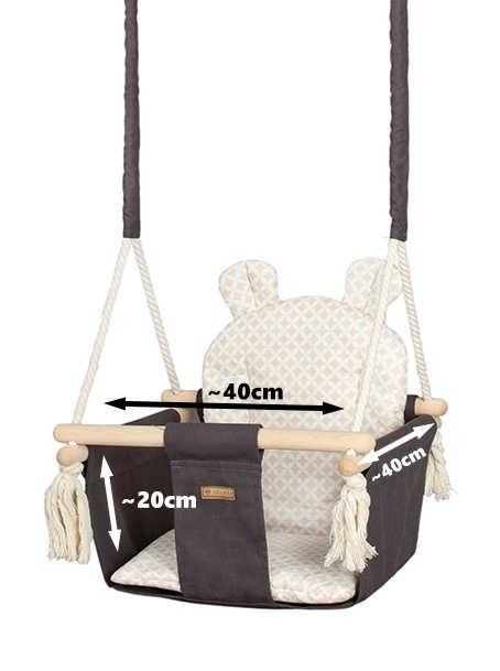 Schommelstoel baby - houten frame - 100% katoen - tot 20kg