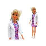 Poppenset 4-in-1 - dokter, kapster, kok, dierenliefhebber - 49x32.5x6 cm