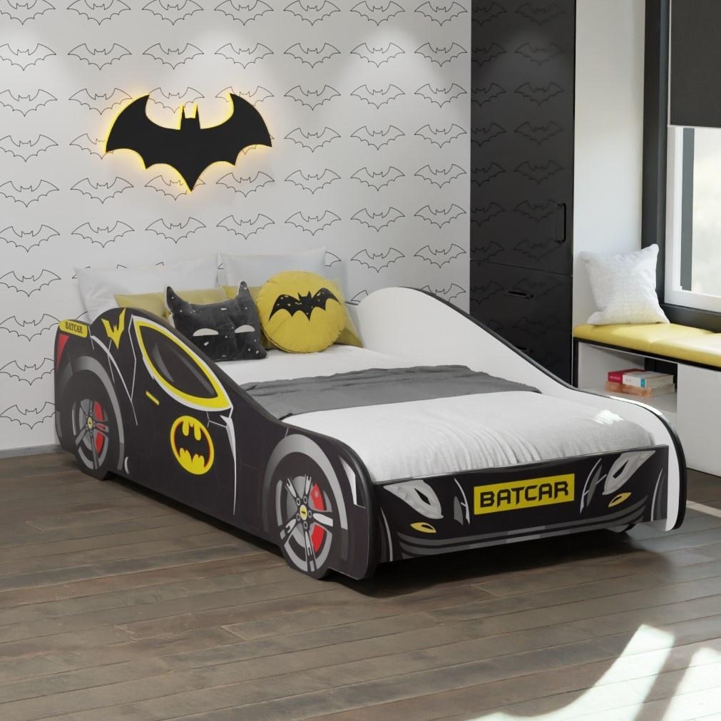 Autobed Batcar - kinderbed - 160x80cm - zwart geel