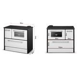 Houtfornuis - houtkachel met oven en kookplaat - 12kW - wit