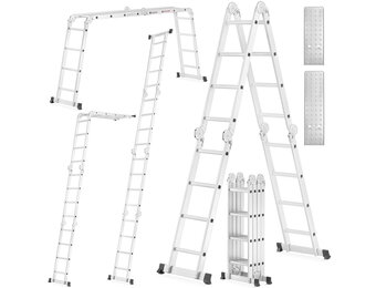 Vouwladder - werkhoogte 5,60 m - aluminium - met platform