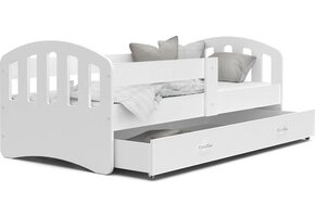Kinderbed 90x200 cm - houten bed met lade en matras - wit