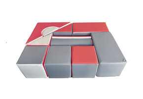 Grote schuimen bouwblokken - 11 stuks - gekleurd - wit, grijs, koraalrood