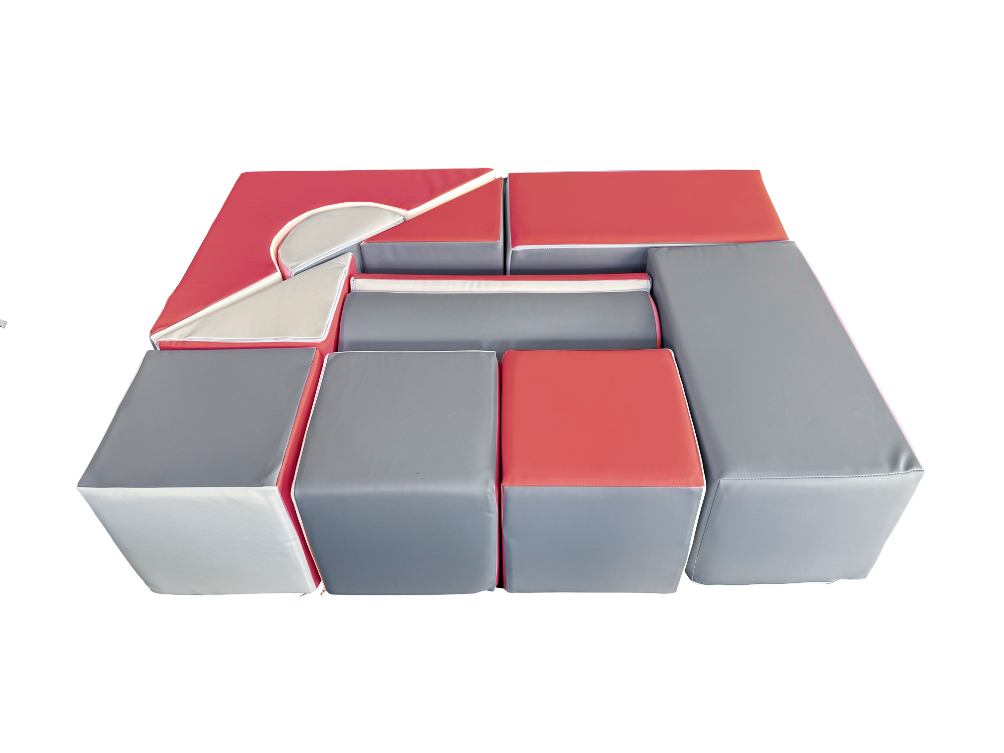 Grote schuimen bouwblokken - 11 stuks - gekleurd - wit, grijs, koraalrood