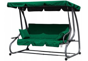 Schommelbank tuin - met ligfunctie - 3 persoons - groen