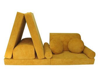 Speelbank NINO - kinderbank - modulair - dot stof - honinggeel