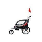 Fietskar kind - buggy - 2-zits - met schokbreker - rood