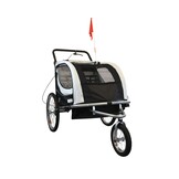 Fietskar kind - buggy - 2-zits - met schokbreker - zwart