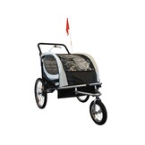 Fietskar kind - buggy - 2-zits - met schokbreker - zwart