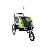 Fietskar kind - buggy - 2-zits - met schokbreker - lime