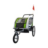 Fietskar kind - buggy - 2-zits - met schokbreker - lime
